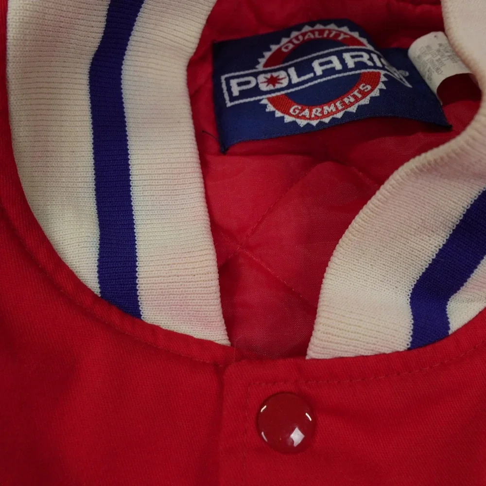 VTG Polaris Fan Club Poor Farm Jacket Men XX-Large Red Varsity Quilted 95 Bomber